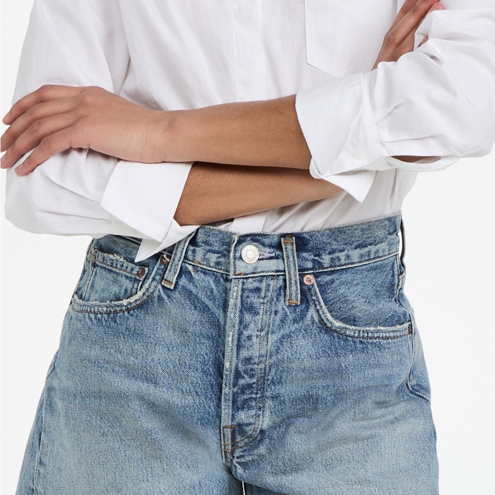 Agolde Blue Jean Shorts High-Waisted Vintage-Inspired
